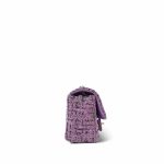 22P Purple Tweed Quilted Mini Rectangular Flap Light Gold Hardware - Image 5
