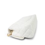 23K White Calfskin Quilted Crystal Top Handle Aged Gold Hardware - Image 23