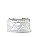 Metallic Silver Goatskin Quilted Medium/Large 19 Flap Mixed Hardware - Image 3