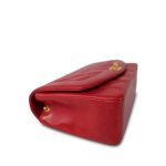 Red Lambskin Quilted Diana Flap Medium Gold Hardware - Image 12