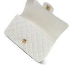 23K White Calfskin Quilted Crystal Top Handle Aged Gold Hardware - Image 25