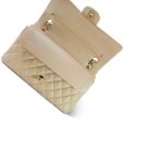 21S Pearly Beige Lambskin Quilted Classic Flap Medium Light Gold Hardware - Image 3