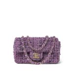 22P Purple Tweed Quilted Mini Rectangular Flap Light Gold Hardware - Image 11