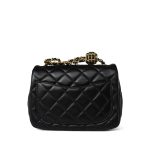 Black Lambskin Quilted Pearl Crush Mini Aged Gold Hardware - Image 15