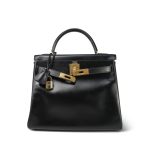 Kelly 28 Black Box Calfskin Gold Plated U Circle Stamp - Image 11