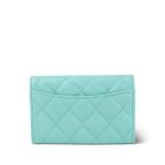 24C Turquoise Lambskin Quilted Flap Card Holder - Image 3