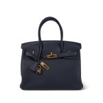 Birkin 30 Bleu Indigo Veau Togo Gold Plated X Stamp - Image 3
