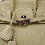 Birkin 25 Parchemin / Light Beige Togo Palladium Plated M Square Stamp - Image 14