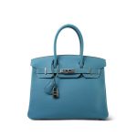 Birkin 30 Bleu Jean Togo Palladium Plated E Square Stamp