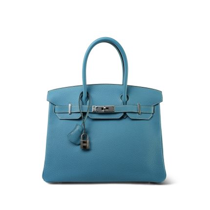 Birkin 30 Bleu Jean Togo Palladium Plated E Square Stamp