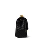 Black Lambskin Quilted Pearl Crush Mini Aged Gold Hardware - Image 4