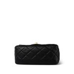 Black Lambskin Quilted Pearl Crush Mini Aged Gold Hardware - Image 11