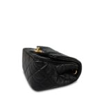Black Lambskin Quilted Pearl Crush Mini Aged Gold Hardware - Image 9