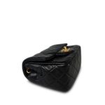 Black Lambskin Quilted Pearl Crush Mini Aged Gold Hardware - Image 7