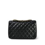 Black Vintage Lambskin Quilted Half Moon Single Flap Gold Hardware - Image 4