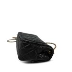 Black Lambskin Quilted Pearl Crush Mini Aged Gold Hardware - Image 14