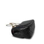 Black Lambskin Quilted Pearl Crush Mini Aged Gold Hardware - Image 8