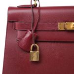 Kelly 32 Rouge H Courchevel Sellier Gold Plated T Circle Stamp - Image 9