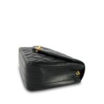 Black Vintage Lambskin Quilted Half Moon Single Flap Gold Hardware - Image 6