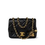 Black Lambskin Quilted Pearl Crush Mini Aged Gold Hardware - Image 3