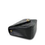 Black Vintage Lambskin Quilted Half Moon Single Flap Gold Hardware - Image 7