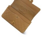 Beige Caviar Quilted Classic Flap Medium 24K Gold Plated - Image 12
