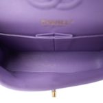 20S Purple Caviar Quilted Classic Flap Small Light Gold Hardware - Image 14