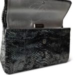 Black Silver Metallic Python Jumbo Double Flap - Image 10