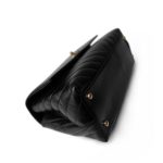 Black Chevron Calfskin Coco Handle Flap Medium (Old Small) Aged Gold Hardware - Image 7