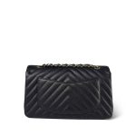 20B Navy Caviar Chevron Quilted Classic Flap Small Light Gold Hardware - Image 12