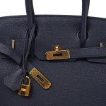 Birkin 30 Bleu Indigo Veau Togo Gold Plated X Stamp - Image 4