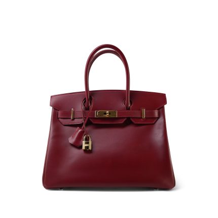 Birkin 30 Rouge Box Calfskin Gold Plated F Square Stamp