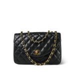 Black Vintage Lambskin Quilted Half Moon Single Flap Gold Hardware - Image 12