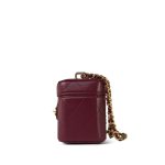 24K Burgundy Lambskin Quilted Mini Vanity Case With Chain GHW - Image 3