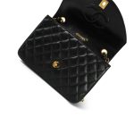 Black Vintage Lambskin Quilted Half Moon Single Flap Gold Hardware - Image 9