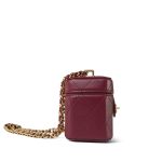 24K Burgundy Lambskin Quilted Mini Vanity Case With Chain GHW - Image 5