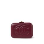 24K Burgundy Lambskin Quilted Mini Vanity Case With Chain GHW - Image 7