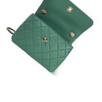 23C Green Lambskin Quilted Trendy CC Small Light Gold Hardware - Image 15