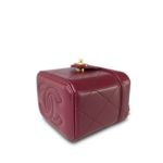 24K Burgundy Lambskin Quilted Mini Vanity Case With Chain GHW - Image 8