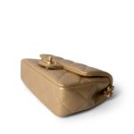 23P Gold Lambskin Quilted Mini Sweetheart Single Flap Bag Aged GHW - Image 4