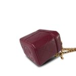 24K Burgundy Lambskin Quilted Mini Vanity Case With Chain GHW - Image 11