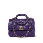 24C Purple Shiny Calfskin Coco Trip Flap Bag Light Gold Hardware - Image 12