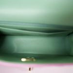 23P Light Pink/Light Green Lambskin Quilted Mini Top Handle Light Gold Hardware - Image 11
