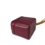 24K Burgundy Lambskin Quilted Mini Vanity Case With Chain GHW - Image 12