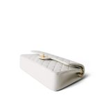 White Lambskin Quilted Classic Flap Medium Gold Hardware - Image 10
