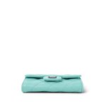 24C Turquoise Lambskin Quilted Flap Card Holder - Image 5