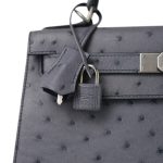 Kelly Sellier 28 Horseshoe (HSS) Gris Agate/Bleu Nuit Ostrich Palladium Plated Y Stamp - Image 20