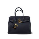 Birkin 30 Bleu Indigo Veau Togo Gold Plated X Stamp - Image 5