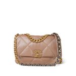 22B Pearly Beige Goatskin Quilted 19 Flap Small Mixed Hardware by - Image 12