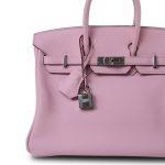 Birkin 25 Rose Sakura Swift Palladium Plated T Stamp - Image 2